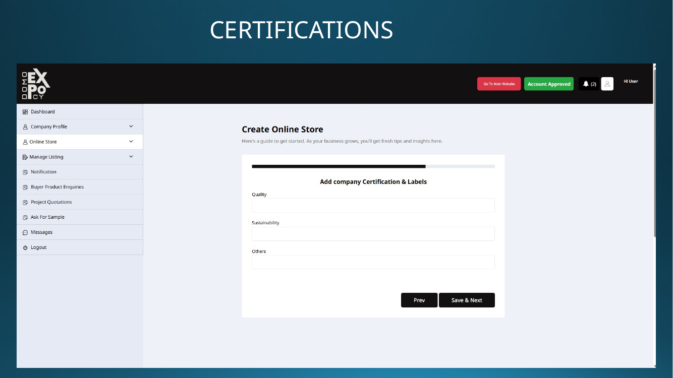 DOMO EXPO - Certifications